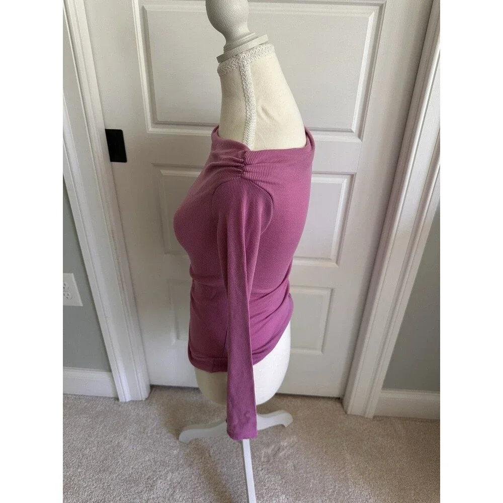Vintage Moda International Lilac Ribbed Long Sleeve Boat Neck Top XS Tencel Y2K - Picture 5 of 10